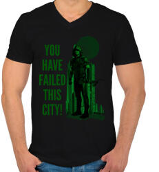 printfashion Green Arrow - Férfi V-nyakú póló - Fekete (2096794)