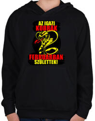 printfashion Februári Kobra - Gyerek kapucnis pulóver - Fekete (6049501)