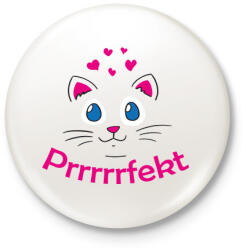 printfashion Cica prrrfekt - perfekt - Kitűző, hűtőmágnes - Fehér (4225842)