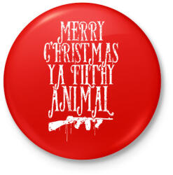 printfashion Boldog karácsonyt te mocskos állat - Kitűző, hűtőmágnes - Piros (3109383)