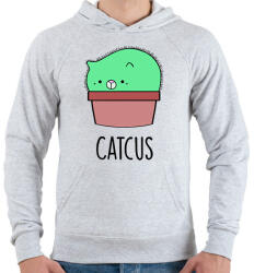 printfashion Catcus - Férfi kapucnis pulóver - Sport szürke (1305818)