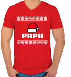 printfashion PAPA - Férfi V-nyakú póló - Piros (10990208)