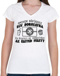 printfashion Amikor ráfüggsz - Női V-nyakú póló - Fehér (7483107)