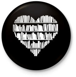 printfashion Könyv szív - Kitűző, hűtőmágnes - Fekete (15705646)