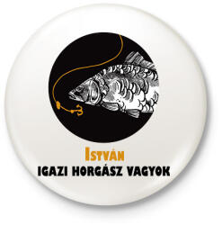 printfashion Igazi horgász vagyok - Névvel - Kitűző, hűtőmágnes - Fehér (6287335)