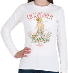 printfashion Októberben férjhez megyek - Női hosszú ujjú póló - Fehér (7336710)