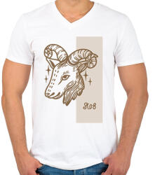 printfashion Kos horoszkóp - Férfi V-nyakú póló - Fehér (6259081)