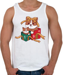 printfashion Karácsonyi corgik - Férfi atléta - Fehér (10143105)