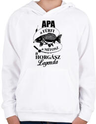 printfashion Horgász Legenda - Gyerek kapucnis pulóver - Fehér (931519)