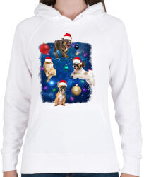 printfashion Karácsonyi kutyák - Női kapucnis pulóver - Fehér (14674629)