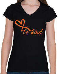 printfashion Be kind - Női V-nyakú póló - Fekete (2261980)
