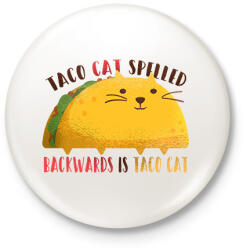 printfashion Taco Cica - Kitűző, hűtőmágnes - Fehér (15467676)