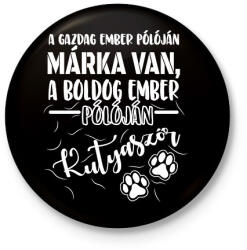 printfashion Boldog ember pólóján kutyaszőr - Kitűző, hűtőmágnes - Fekete (16436943)