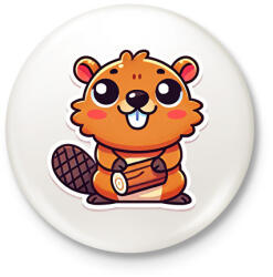 printfashion Cuki hód - Kitűző, hűtőmágnes - Fehér (16714470)