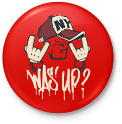 printfashion Was up? - Kitűző, hűtőmágnes - Piros (3631242)