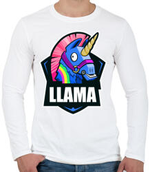 printfashion Fortnite LLÁMA - Férfi hosszú ujjú póló - Fehér (965363)