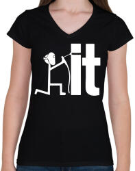 printfashion Weld it - Női V-nyakú póló - Fekete (13728992)