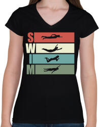 printfashion Swim - colorful - Női V-nyakú póló - Fekete (13555129)