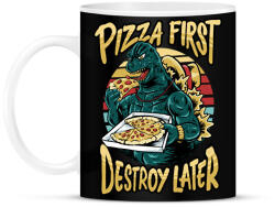 printfashion Előbb pizza, aztán pusztítás - Bögre - Fekete (11651318)