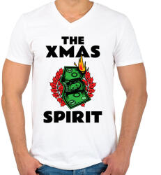 printfashion THE XMAS SPIRIT - Férfi V-nyakú póló - Fehér (9624999)