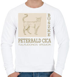 printfashion Büszke cica tulajdonos - Peterbald - Férfi pulóver - Fehér (6307430)