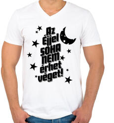 printfashion Az éjjel soha nem érthet vége! - Férfi V-nyakú póló - Fehér (16606959)