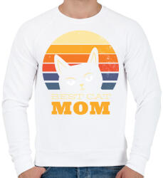 printfashion Best Cat Mom Ever - Férfi pulóver - Fehér (6355177)