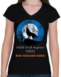 printfashion INKÁBB LESZEK - Női V-nyakú póló - Fekete (2229319)