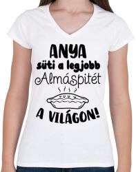 printfashion Anya süti a legjobb almáspitét a világon - Női V-nyakú póló - Fehér (16563867)