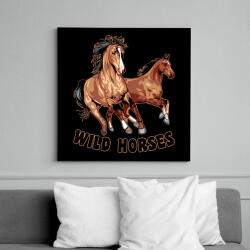 printfashion Wild horses - Vászonkép - Fekete (8960264)