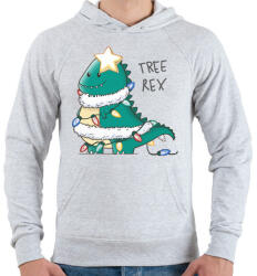 printfashion T-rex karácsonyfa - Férfi kapucnis pulóver - Sport szürke (1091071)
