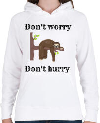 printfashion Don't worry, don't hurry - Női kapucnis pulóver - Fehér (2473588)
