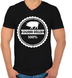 printfashion Böllérek gyöngye - Férfi V-nyakú póló - Fekete (2149236)