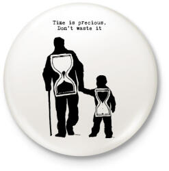 printfashion Time is precious, don't waste it - Kitűző, hűtőmágnes - Fehér (3081383)