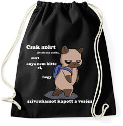 printfashion Kenny, a capybara és a suli (fehér szöveg) - Sportzsák, Tornazsák - Fekete (14655565)