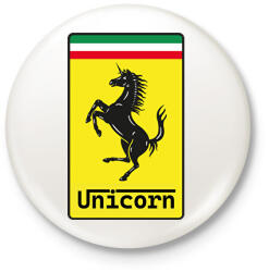 printfashion Unicorn - Ferrari - Kitűző, hűtőmágnes - Fehér (7327627)