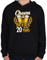 printfashion Cheers & Beers - 20 - Gyerek kapucnis pulóver - Fekete (4591048)