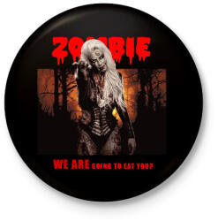 printfashion zombie girl - Kitűző, hűtőmágnes - Fekete (3099635)