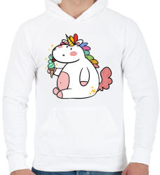 printfashion Unikornis fagyival - Férfi kapucnis pulóver - Fehér (4000096)