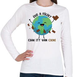 printfashion Óvd a Földet - csak itt van csoki - Női hosszú ujjú póló - Fehér (7325259)
