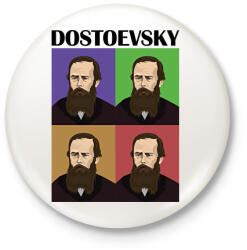 printfashion Dostoevsky - Kitűző, hűtőmágnes - Fehér (7118018)