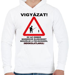 printfashion HORGÁSZ VESZÉLY - Férfi kapucnis pulóver - Fehér (4767083)