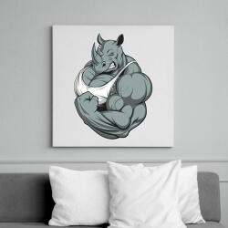 printfashion Rhino at thy gym - Vászonkép - Fehér (6630814)