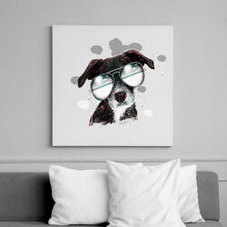 printfashion laza kutya - Vászonkép - Fehér (6626839)