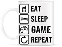 printfashion Eat, Sleep, Game, Repeat - Bögre - Fehér (6317604)