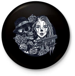 printfashion Chicano tetoválás - Kitűző, hűtőmágnes - Fekete (4992391)