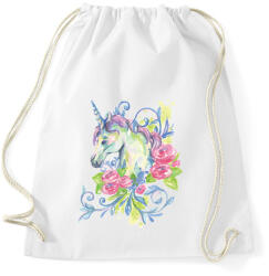 printfashion Unikornis virágokkal vízfesték - Sportzsák, Tornazsák - Fehér (1526442)