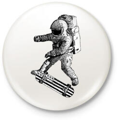 printfashion Kickflip in space - Kitűző, hűtőmágnes - Fehér (3074736)