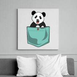 printfashion Panda zsebben - Vászonkép - Fehér (13142425)