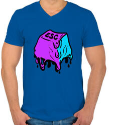 printfashion ESC olvadás - graffiti - Férfi V-nyakú póló - Királykék (7546003)